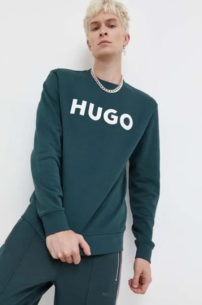 Хлопковая толстовка Hugo, зеленый