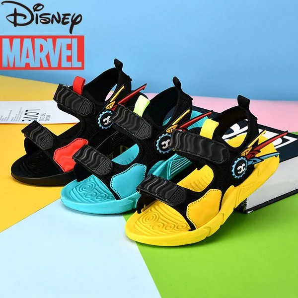 Супер крутые летние новые сандалии Marvel для мальчиков в больших детских пляжных туфлях мягкие и дышащие легкие сандалии для мальчиков