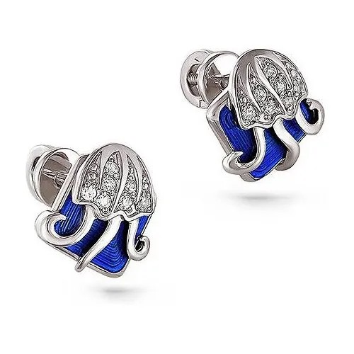 Серьги пусеты KABAROVSKY, серебро, 925 проба, кристаллы Swarovski