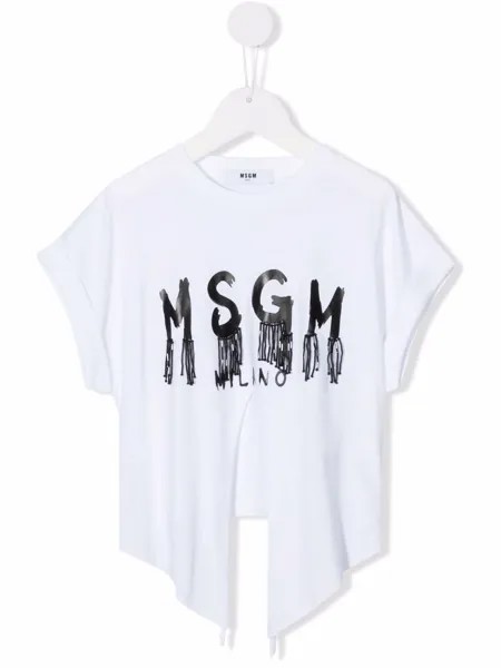 MSGM Kids футболка асимметричного кроя с логотипом