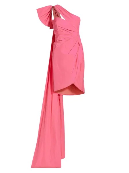 Мини-платье на одно плечо из тафты Marchesa Notte, розовый