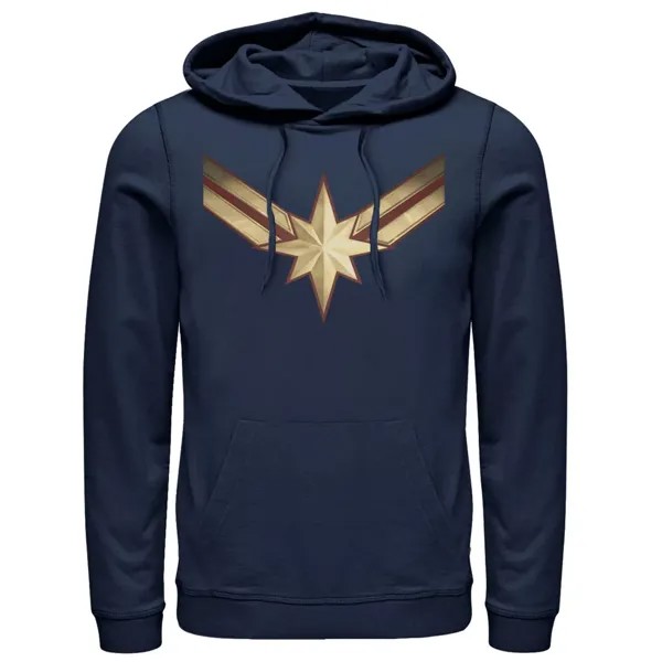 Мужской пуловер с капюшоном и капюшоном с логотипом Marvel Captain Marvel Movie золотого и синего цвета