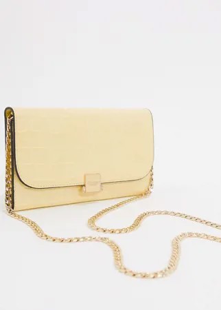 Миниатюрная сумка-кошелек на цепочке с отделкой под кожу крокодила Dune-Желтый