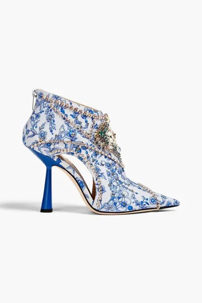 Пуфиковые ботильоны Kendrix 100 с декорированным принтом Jimmy Choo, синий
