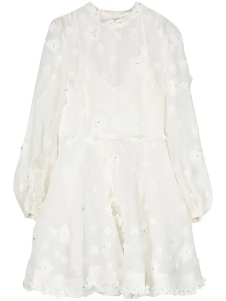 ZIMMERMANN платье мини Matchmaker Lift Off из органзы, белый