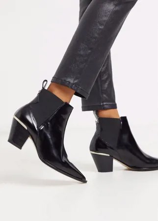 Блестящие черные кожаные ботинки в ковбойском стиле Ted Baker-Черный