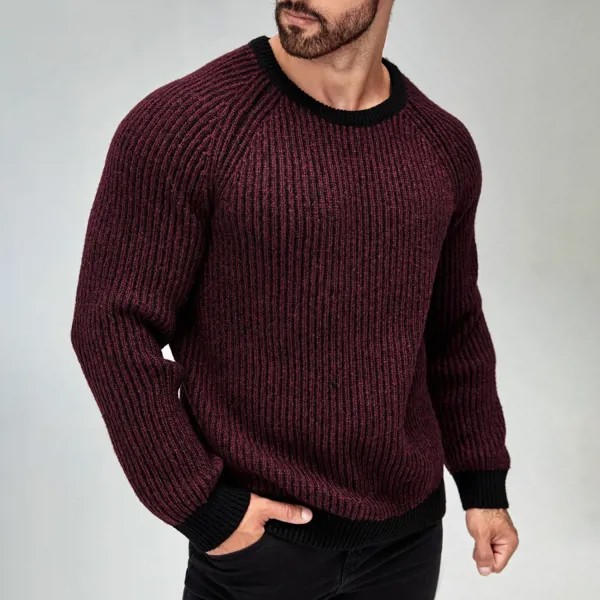 Мужской свитер с контрастной отделкой и рукавами реглан
