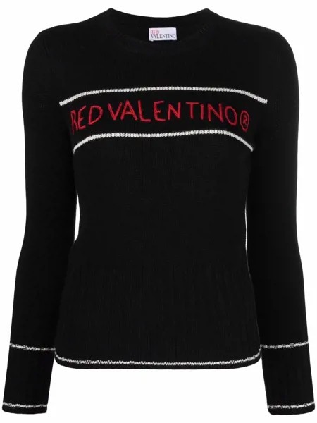 RED Valentino джемпер с круглым вырезом и вышитым логотипом