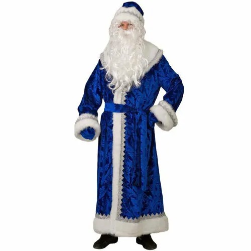 Батик Карнавальный костюм для взрослых Дед Мороз, велюровый синий, 54-56 размер 199-54-56