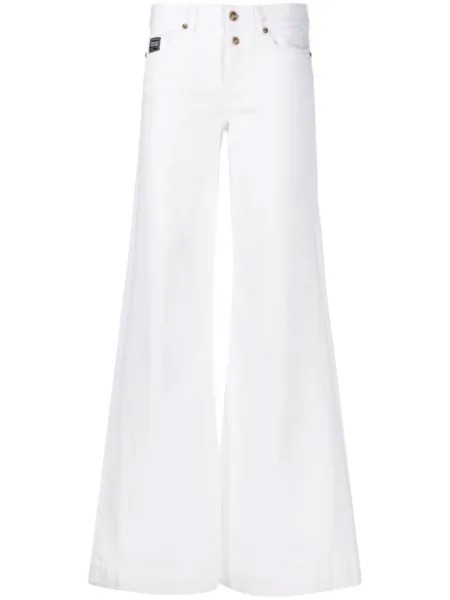 Versace Jeans Couture широкие джинсы с нашивкой-логотипом, белый