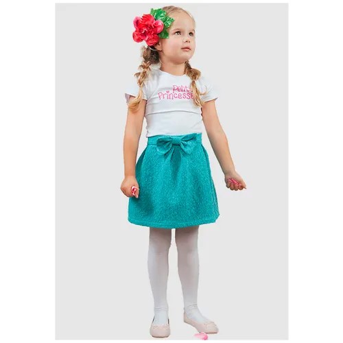Школьная юбка Petite Princesse, размер 122, бирюзовый