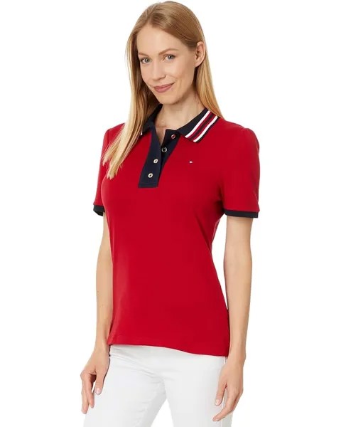 Поло Tommy Hilfiger Puff Sleeve Interlock Polo, цвет Chili Pepper