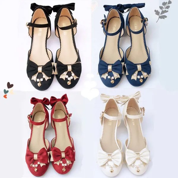 Японские милые туфли в стиле «лолита»; kawaii; Чайные вечерние туфли для девочек; Обувь принцессы kawaii на высоком каблуке 3-5 см; Обувь в стиле рет...