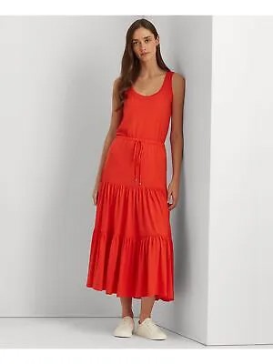 LAUREN RALPH LAUREN Женское красное платье макси без рукавов с круглым вырезом + расклешенное платье 10