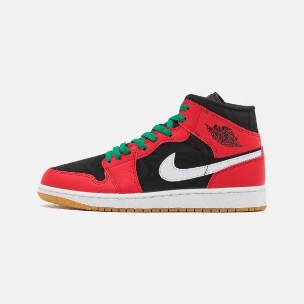 Кеды Nike Air Jordan 1 Mid, черный/красный/белый/зеленый