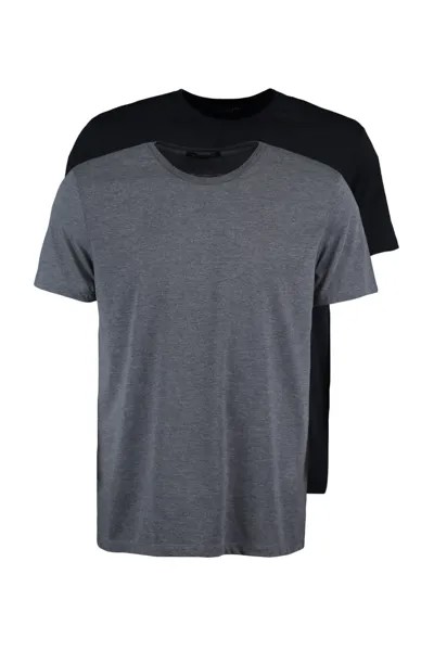 Комплект из двух мужских футболок Trendyol с круглым вырезом, антрацитовый / черный