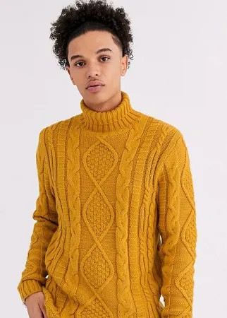 Плотный вязаный джемпер горчичного цвета ASOS DESIGN Tall-Желтый