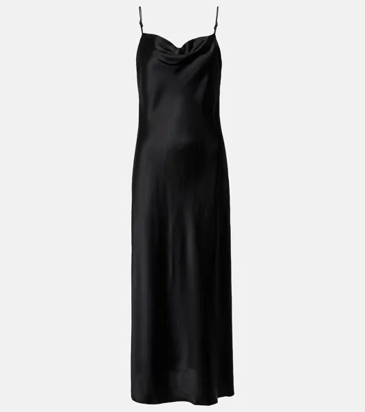 Платье-комбинация миди из смесового шелка DOROTHEE SCHUMACHER, черный
