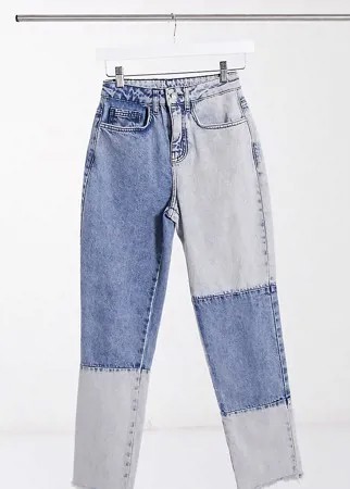 Голубые джинсы в технике пэчворк винтажного кроя Reclaimed Vintage inspired-Голубой