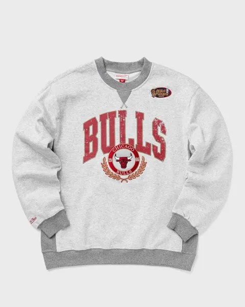 Флис Mitchell & Ness Nba Premium Fleece Crew Vintage Logo Chicago Bulls, цвет grey heather
