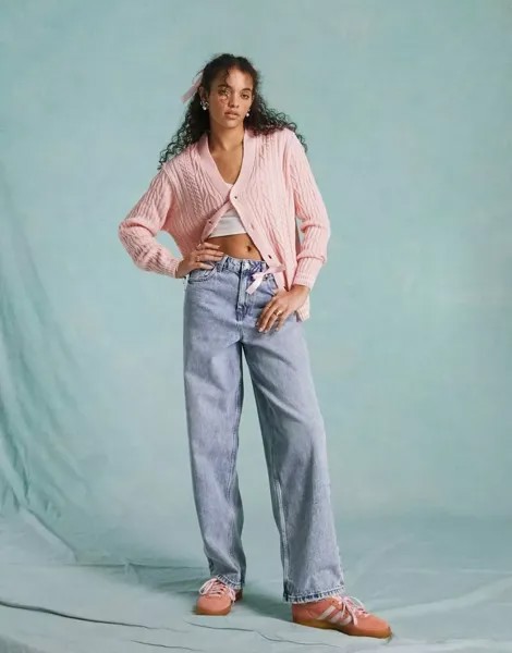 Широкие джинсы Miss Selfridge с кислотной потертостью
