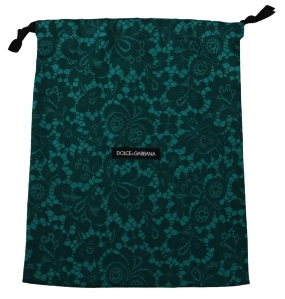 DOLCE - GABBANA Сумка-пылесборник Зеленая кружевная сумка для обуви на шнурке с цветочным принтом 32 x 26см