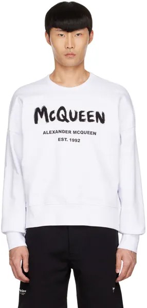 Белая толстовка с граффити Alexander McQueen