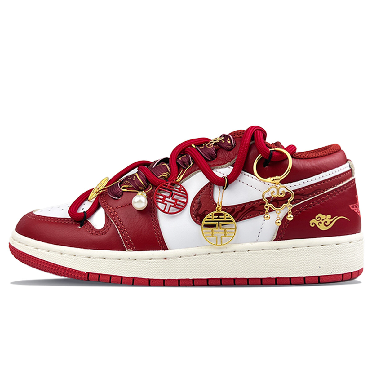 Кроссовки Air Jordan 1 Vintage Basketball Shoes Women's Low-top White/Red, белый/красный