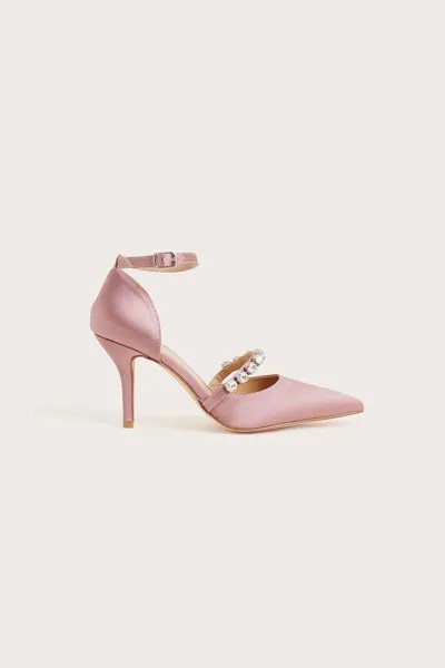 Туфли на каблуке со стразами и ремешками Monsoon, розовый