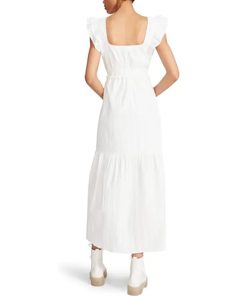 Платье Betsey Johnson Novelty Textured Cotton Ruffle Sleeve High-Low Midi, цвет Snow White