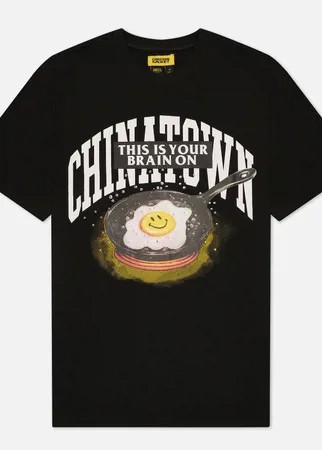 Мужская футболка Chinatown Market Smiley Brain On Fried, цвет чёрный, размер S