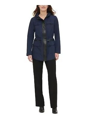 CALVIN KLEIN Женская темно-синяя куртка с капюшоном и застежкой-молнией на подкладке Easy Care с капюшоном XS