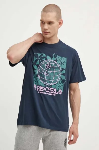 Хлопковая футболка Rip Curl, темно-синий