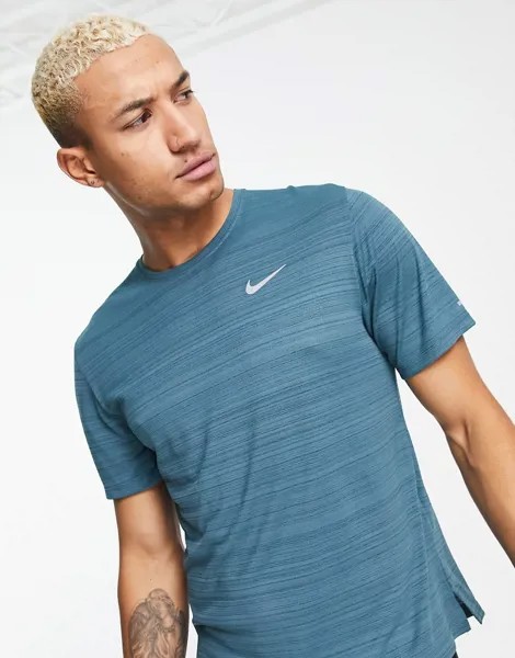 Синяя футболка Nike Running Miler Dri-FIT-Серый