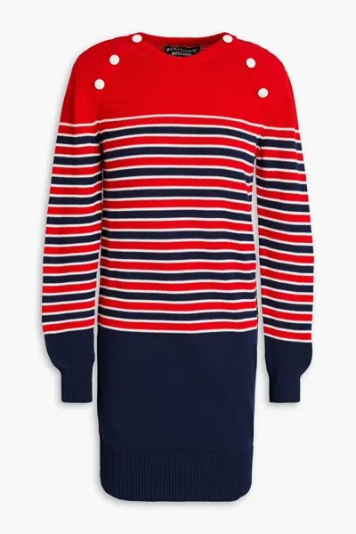 Хлопковое мини-платье в полоску с пуговицами Boutique Moschino, красный