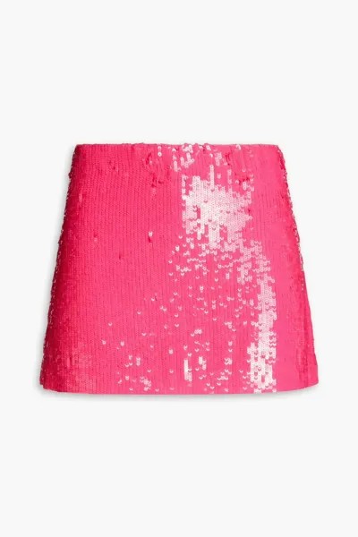 Мини-юбка из жоржета с пайетками Alice + Olivia, ярко-розовый