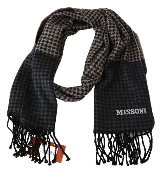 Шарф MISSONI, разноцветный шерстяной шарф с узором -quot;гусиные лапки-quot;, унисекс, с запахом на шею, логотипом, 180 x 35 см $340