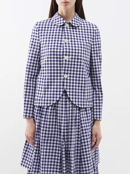 Хлопковая куртка в мелкую клетку с накладными карманами Comme Des Garçons, синий