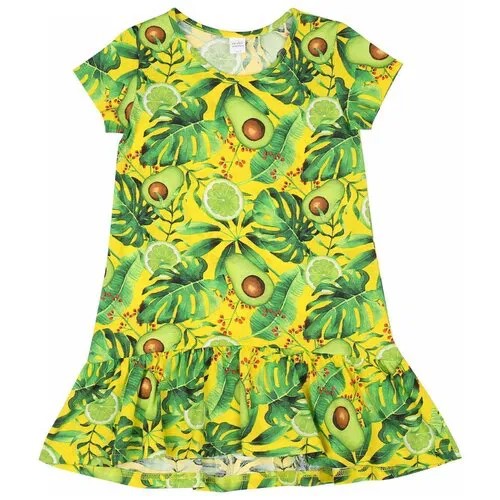 Платье LITTLE WORLD OF ALENA, размер 60 (рост 116), желтый, зеленый