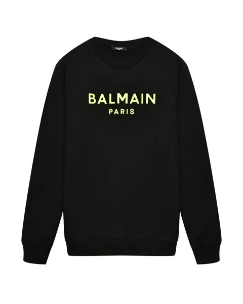 Свитшот с неоновым лого, черный Balmain