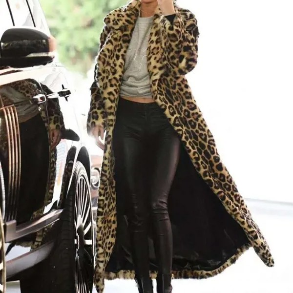 Пальто с леопардовым принтом, супердлинное женское модное пальто, зимняя теплая бархатная куртка кораллового цвета, характерное плотное ветрозащитное пальто, 2021
