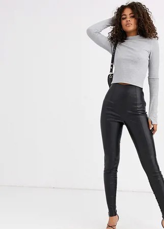 Брюки из искусственной кожи ASOS DESIGN Tall-Черный цвет