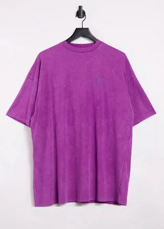 Выбеленная оversize-футболка с логотипом ASOS 4505-Фиолетовый цвет