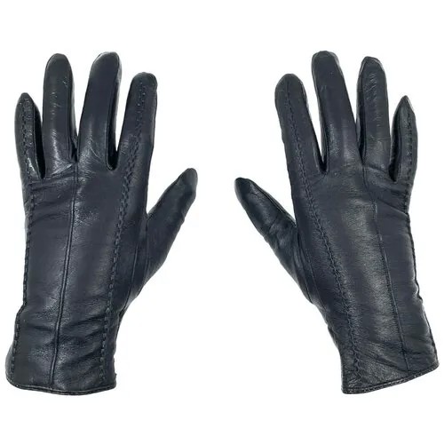 Кожаные перчатки со строчкой по бокам / Черные / Мужские