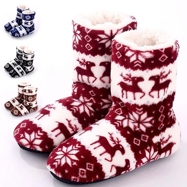 Рождественский лось Крытые носки Зимние теплые мягкие домашние тапочки Gril Напольные туфли Chirsitmas Deer Shoes