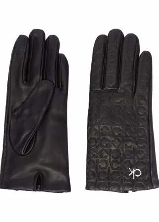 Calvin Klein кожаные перчатки с тисненым логотипом