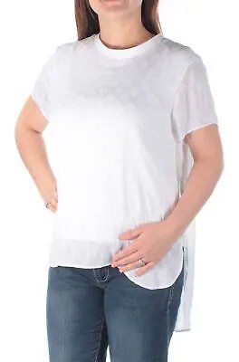 RACHEL ROY Женский белый прозрачный топ без майки с короткими рукавами и круглым вырезом Размер: S