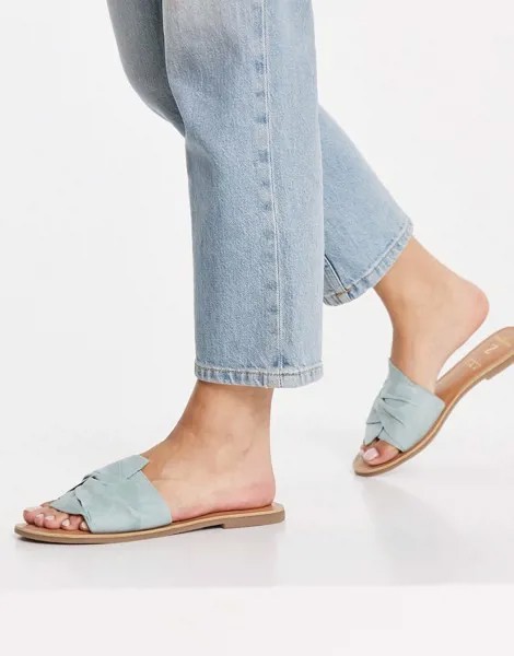 Мюли из замши мятного цвета с перекрученным ремешком Accessorize-Зеленый