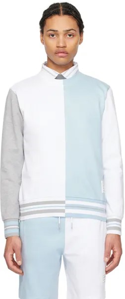 Сине-белый свитер с цветовыми блоками Thom Browne