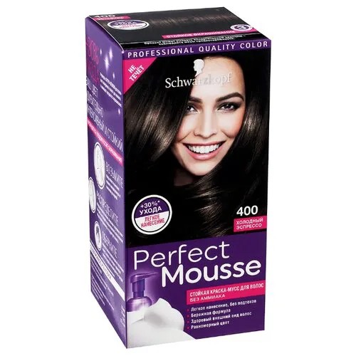 Schwarzkopf Perfect Mousse Стойкая краска-мусс для волос, 400, Холодный эспрессо